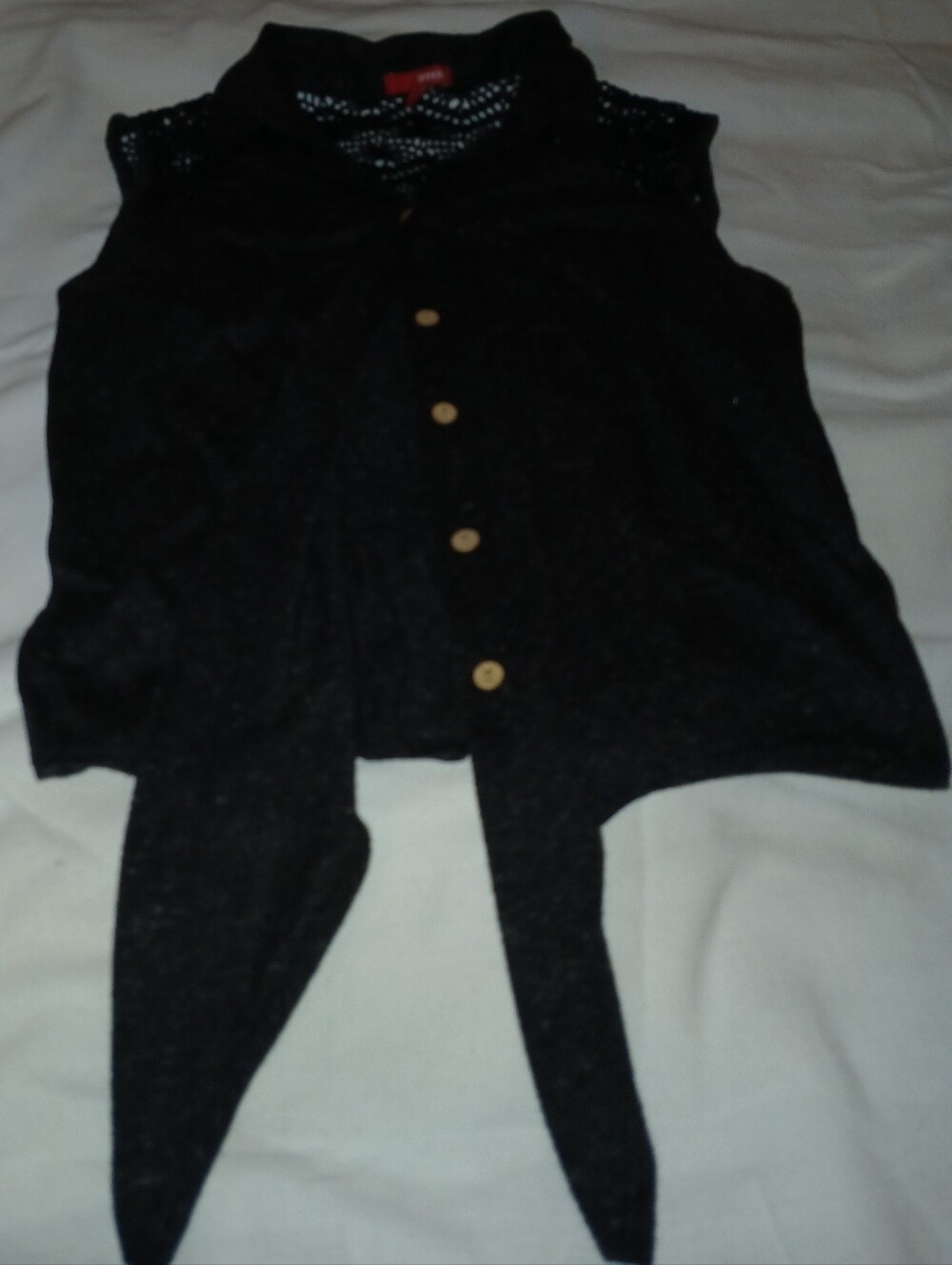 Pre-loved Women's BONGO Black Crochet-Back Sleeveless Top.